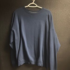 Blue Crewneck Oversized Sweater with Relaxed Fit